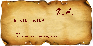 Kubik Anikó névjegykártya